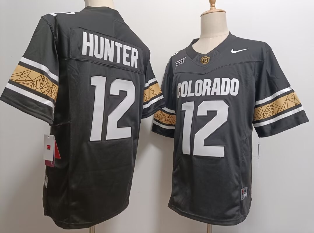 Men Colorado Buffaloes #12 Travis Hunter black 2024 Nike NCAA jersey